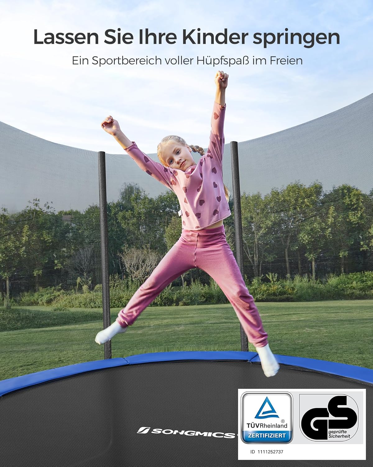 SONGMICS Gartentrampolin mit Sicherheitsnetz & Leiter