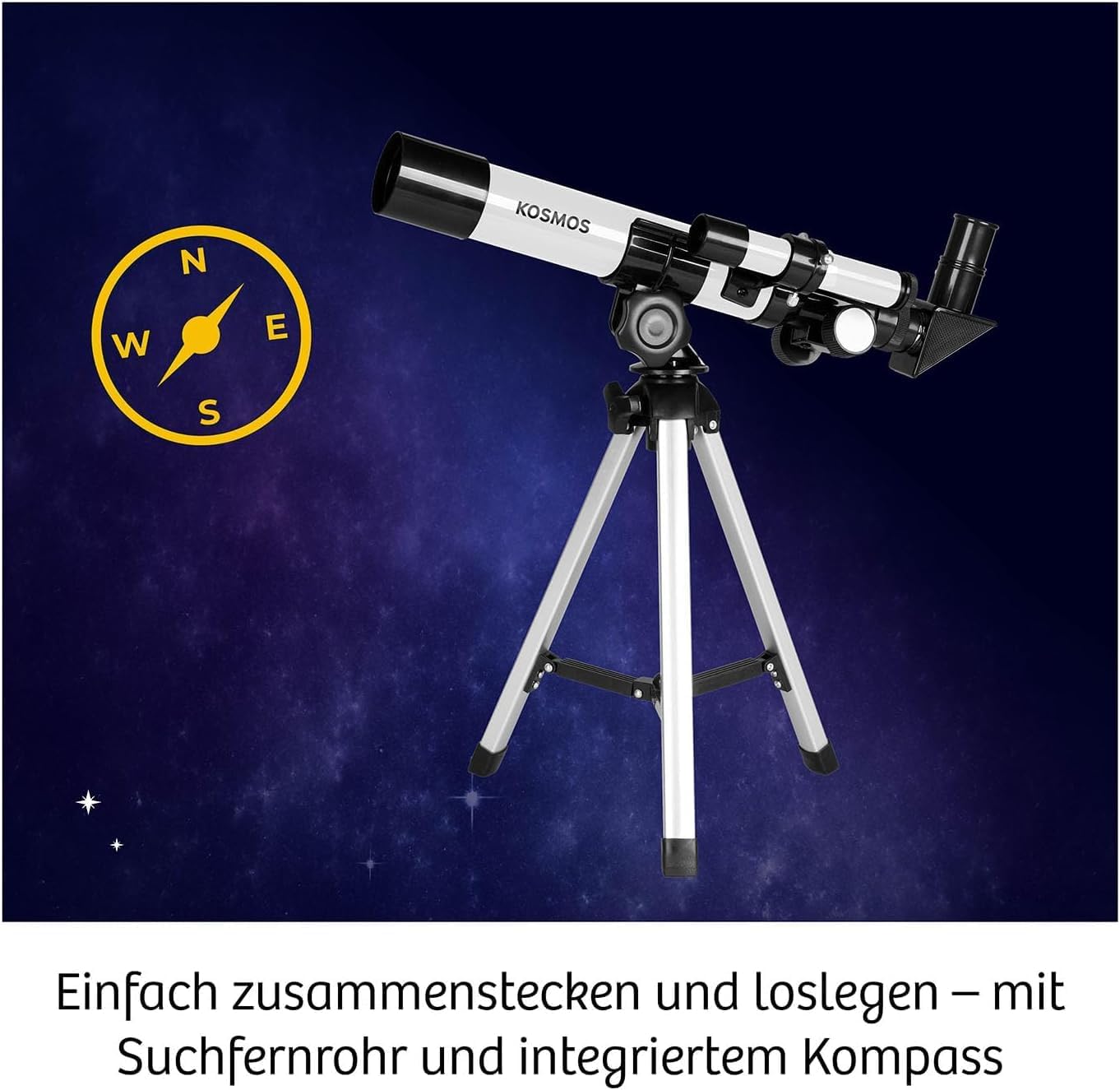 KOSMOS Entdecker-Teleskop – Starter-Set mit 100-facher Vergrößerung
