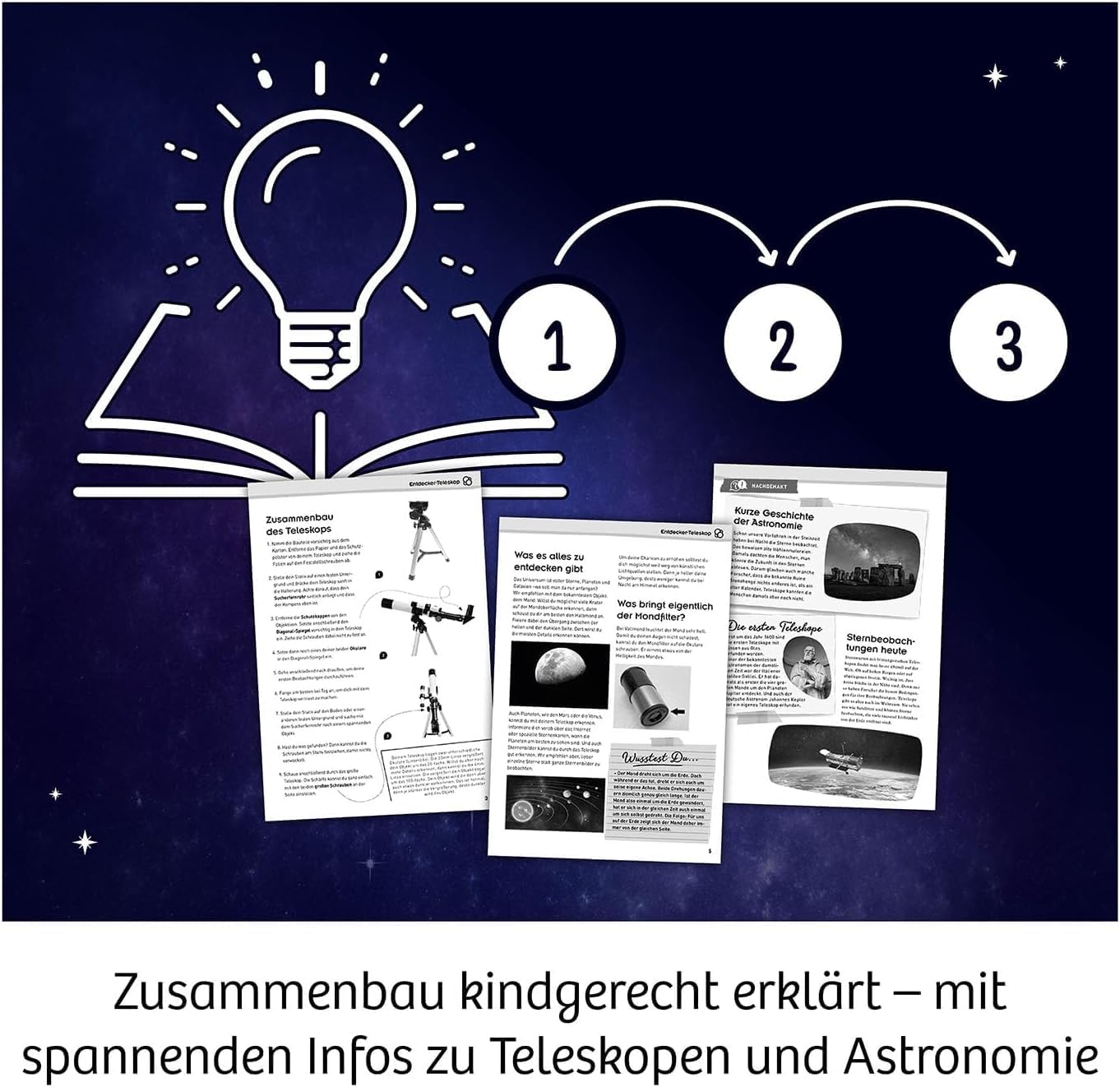 KOSMOS Entdecker-Teleskop – Starter-Set mit 100-facher Vergrößerung