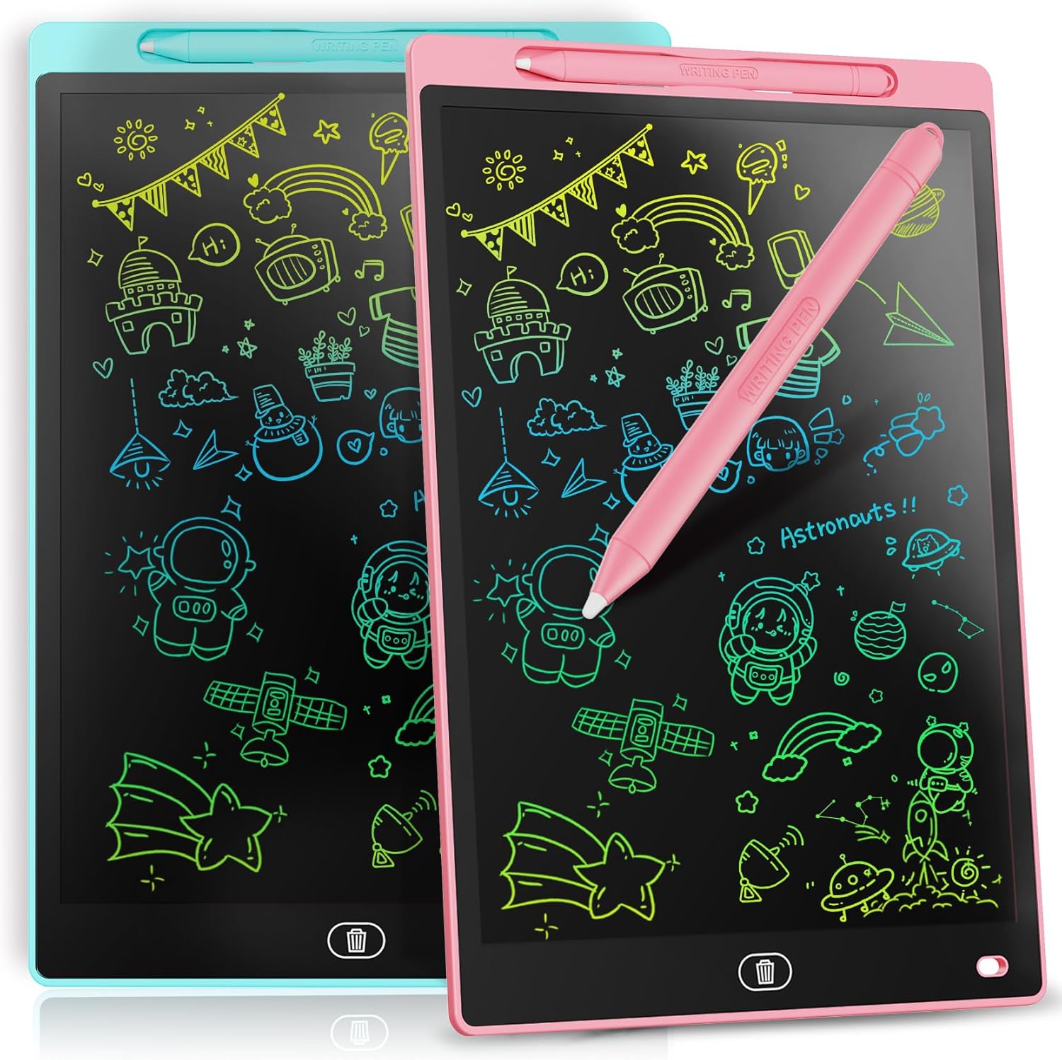 Zeichentafel für Kinder - Buntes Schreibtablet 10 Zoll 2St Blau/Rosa