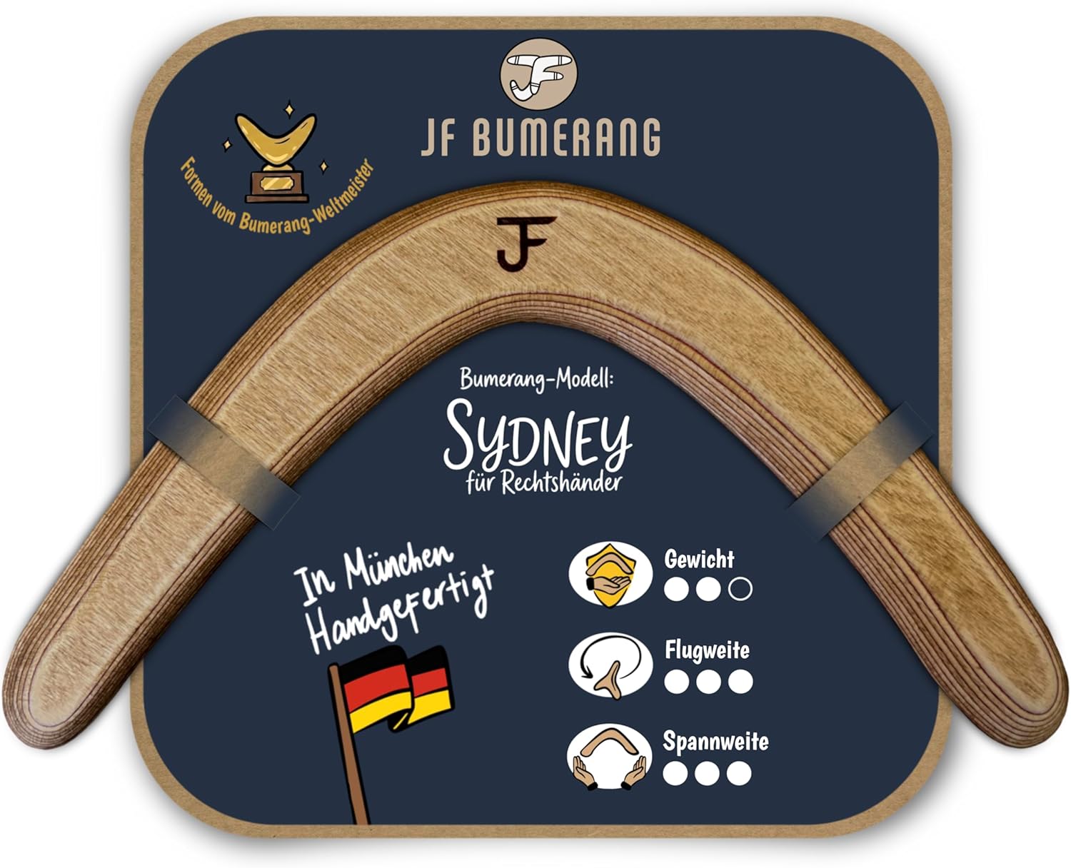 Handgefertigter Bumerang für Kinder & Erwachsene - Sydney aus Premium Holz