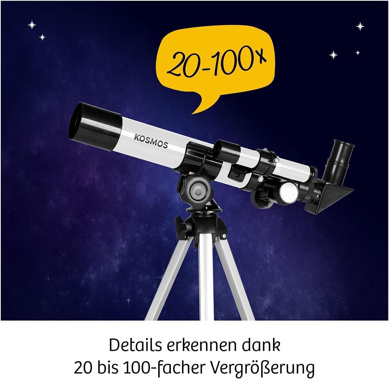 KOSMOS Entdecker-Teleskop – Starter-Set mit 100-facher Vergrößerung
